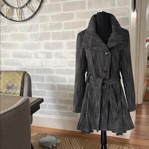 Steve Madden Textured Black and White Trench Coat